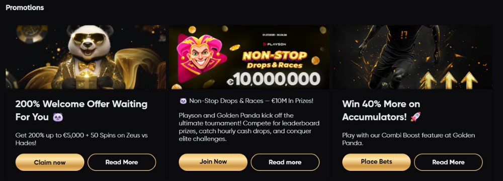 golden panda casino bonus