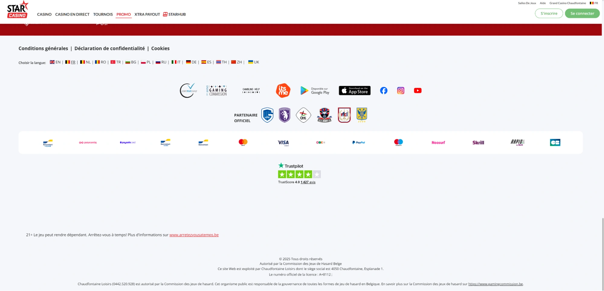star casino footer