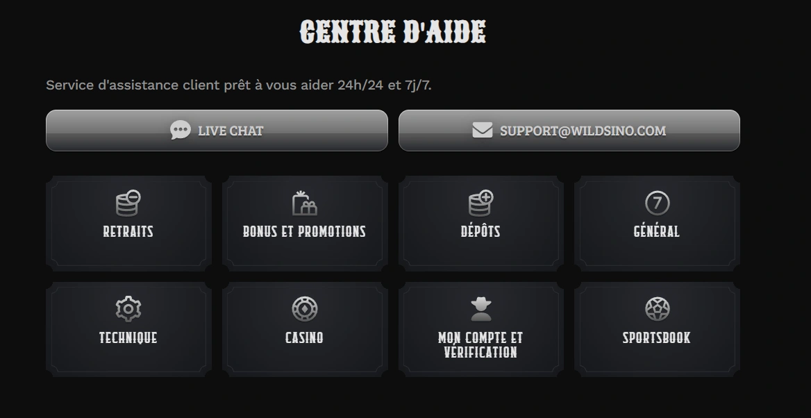 wildsino help centre